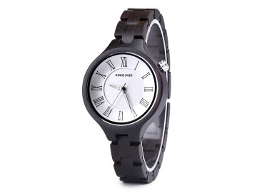 RELÓGIO MADEIRA DODODEER-A16 BRANCO - FEMININO 