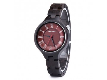RELÓGIO MADEIRA DODODEER-A16 VERMELHO - FEMININO 