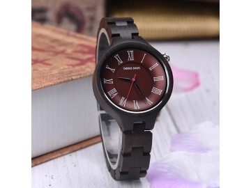 RELÓGIO MADEIRA DODODEER-A16 VERMELHO - FEMININO