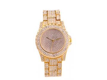  Relógio de Luxo Feminino Strass Bee Sister - Gold 