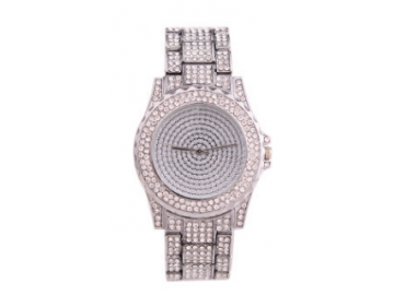  Relógio de Luxo Feminino Strass Bee Sister - Silver 
