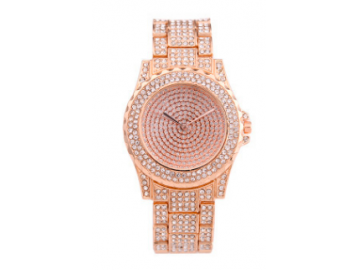  Relógio de Luxo Feminino Strass Bee Sister - Rose 
